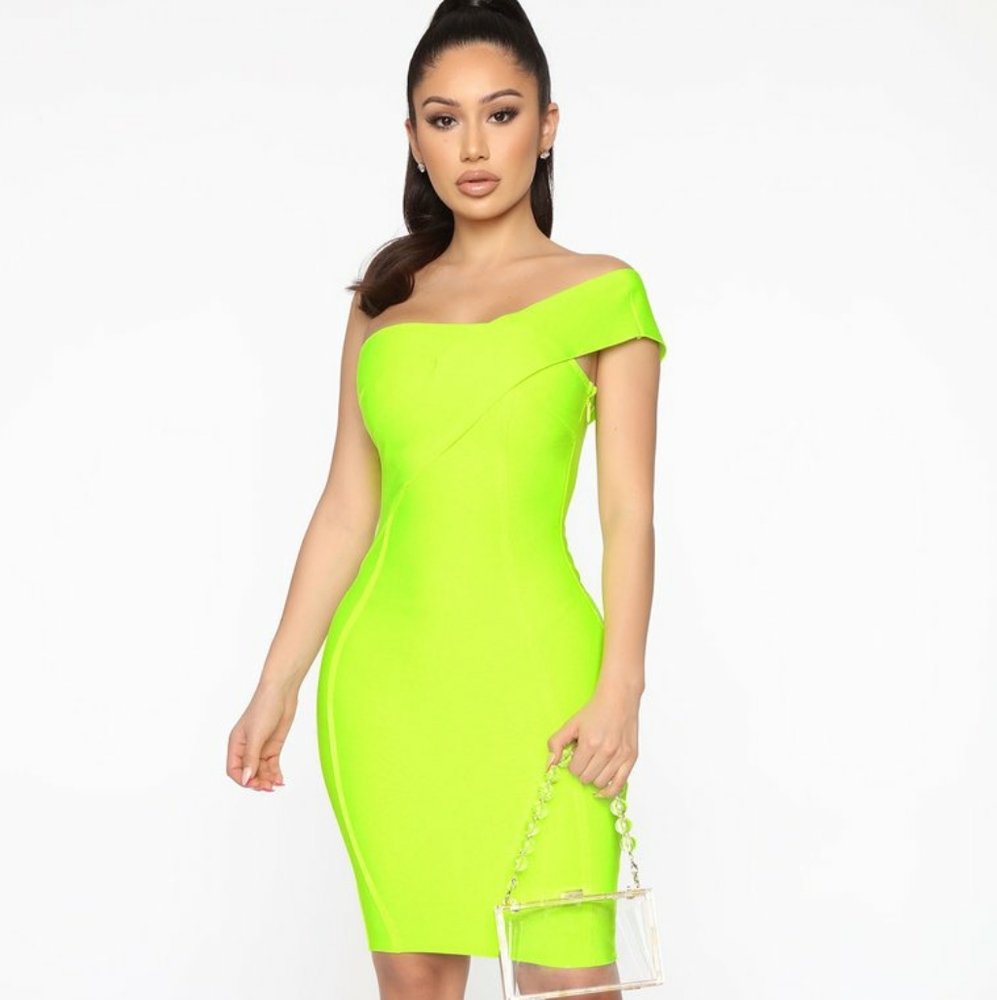 Highlighter Lime Bandage Dress